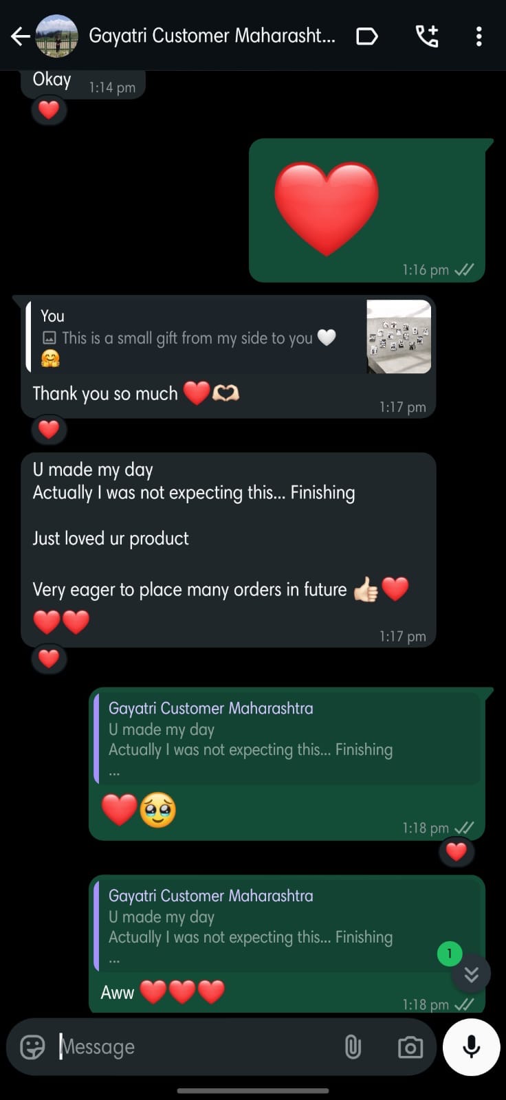 WhatsApp testimonial